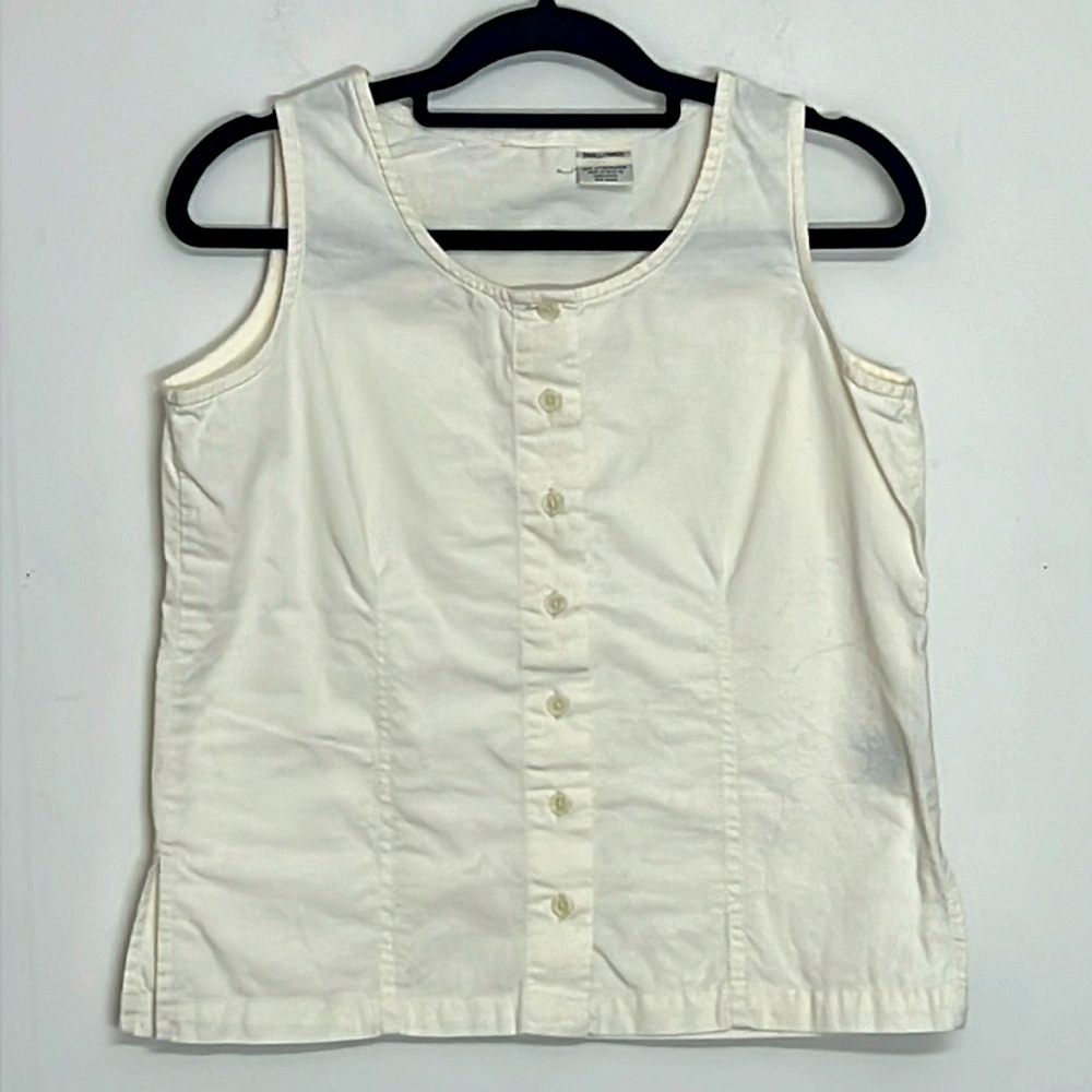 🌞 Basic Editions white faux button up pullover oversized tank top women size S